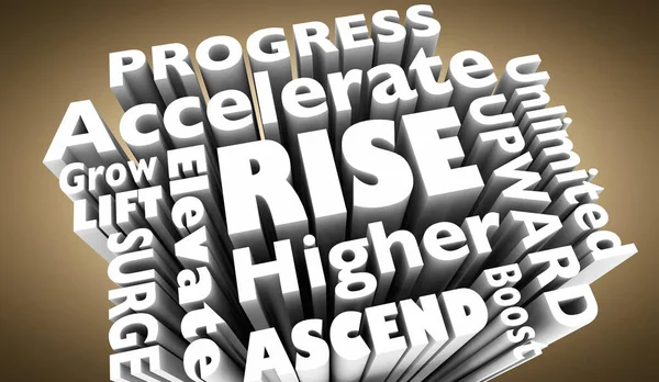 Rise Succeed Lift Grow Increase Higher Reach Goals Words Illustration — Stock fotografie