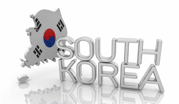 Corea Del Sur Mapa Del País Palabras Bandera Corea Nación — Foto de Stock