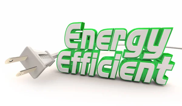 Enchufe Cable Alimentación Electricidad Eficiente Energéticamente Ilustración Verde Baja Emisión — Foto de Stock