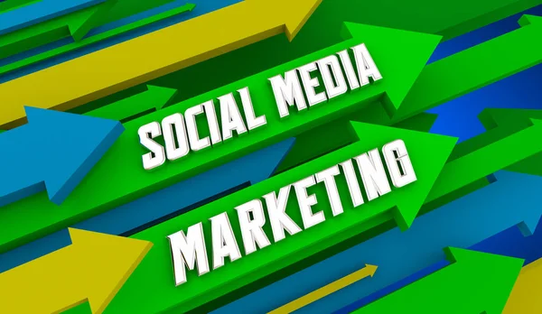 Social Media Marketing Pijlen Stijgend Verhoog Sales Attract Nieuwe Klanten — Stockfoto
