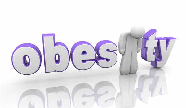 Obezite Aşırı Kilolu Kişi Üzgün Şişman Vücut Baskısı Kelime Llüstrasyon — Stok fotoğraf