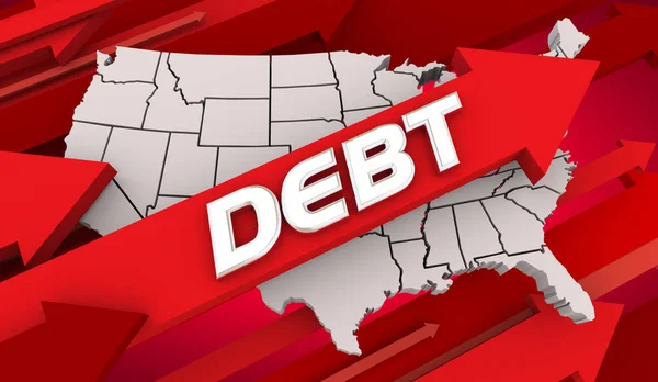 債務天井金融危機米国赤字立ち上がり矢印3Dイラスト — ストック写真