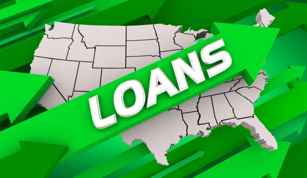 Prestiti Prestiti Prestiti Tassi Interesse Usa Stati Uniti Mappa America — Foto Stock
