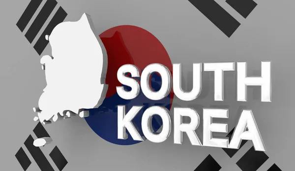 Νότια Κορέα Χάρτης Σημαία Κορέα Χώρα Έθνος Ιστορικό Εικονογράφηση — Φωτογραφία Αρχείου