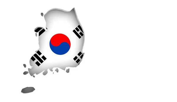Corea Del Sur Mapa Bandera País Corea Blanco Fondo Ilustración — Foto de Stock