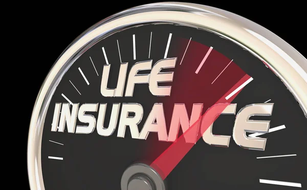 Lebensversicherungs Deckungssumme Versicherungsniveau Leistungen Geschwindigkeitsmesser Illustration — Stockfoto