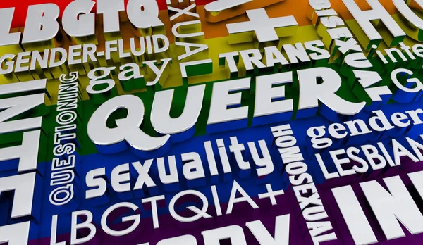 Queer Gay Lesbianas Trans Género Fluido Homosexual Palabras Identificar Ilustración — Foto de Stock