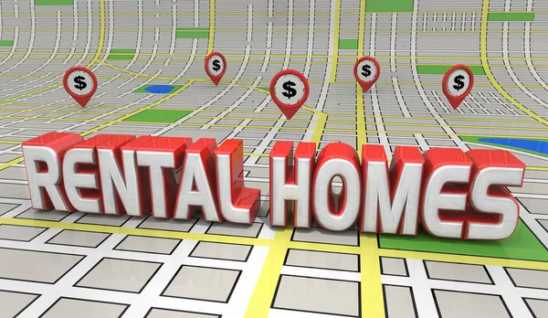Pronájem Domů Mapa Lokality Dovolená Pronájem Dům Ilustrace — Stock fotografie