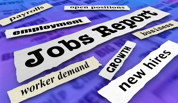 Jobs Report News Headlines Economy Business Hearting Data Illustration — 스톡 사진