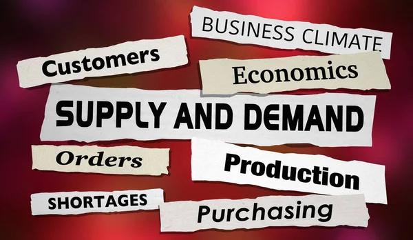Supply Demand Business Sales Price Cost Balance Customers Headlines Illustration — Stock Photo, Image