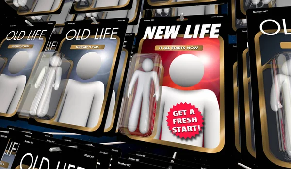 新しい生活対古い方法は 新鮮な開始アクションフィギュア3Dイラストを改善しました — ストック写真