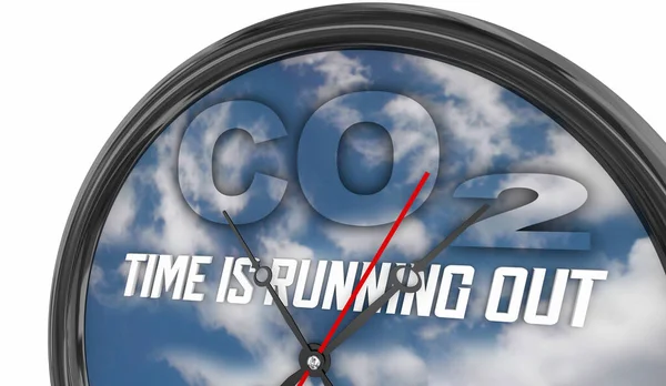Tiden Rinner Koldioxid Co2 Klimatförändringar Klocka Illustration — Stockfoto