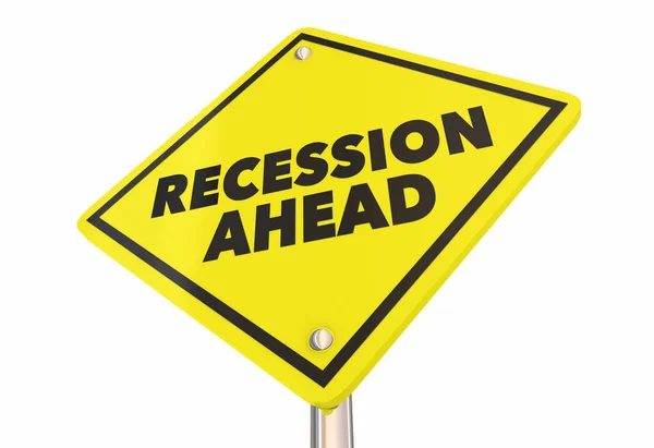 Recession Ahead Yellow Warning Sign Bad Economy Coming Illustration — Stock Photo, Image