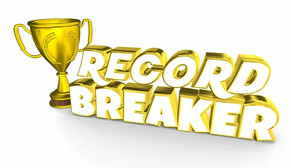Record Breaker Prize Trophy Award Best Highest Score Ever Illustration — Stock Photo, Image