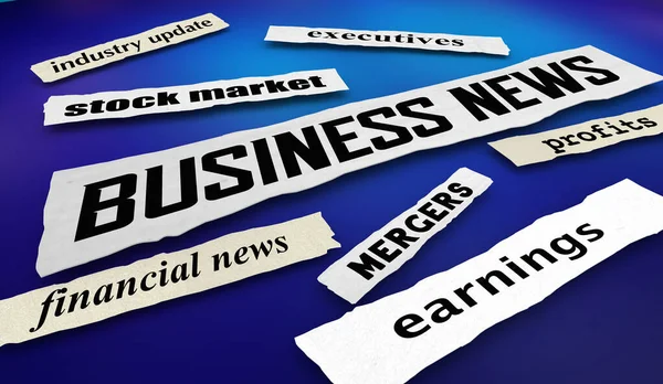Business News Headlines Financial Earnings Report Update Illustration — Stock Photo, Image