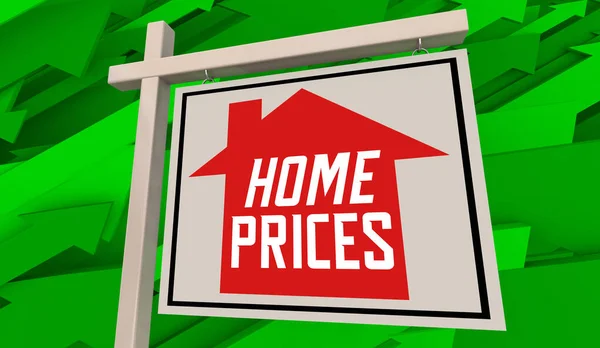 販売のための住宅価格サインハウス値の増加需要3Dイラスト — ストック写真