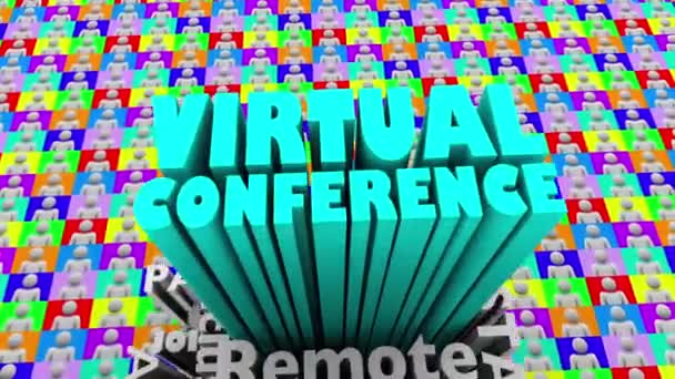 Virtual Conference Meeting Join Remote Network Event Register Animation — Stock Video