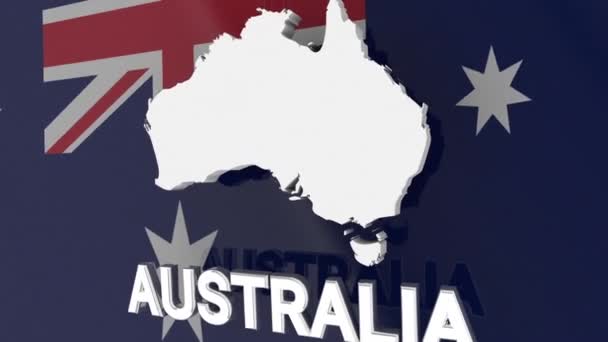 オーストラリア国旗カントリーマップ大陸単語背景3Dアニメーション — ストック動画