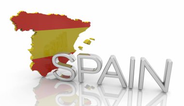 Spain Country Map Flag Espana Name Background 3d Illustration