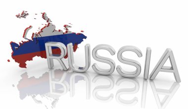 Russia Country Map Nation Name Word 3d Illustration