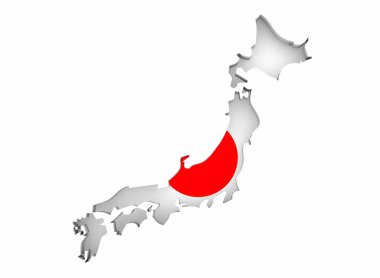 Japan Country Map Flag Hinomaru Background 3d Illustration