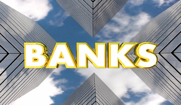 Banks Skyscrapers Buildinigs Financial Companies Businesses Economy Illustration — Stock Photo, Image