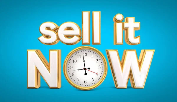 Sell Now Clock Fast Sale Immediate Deal Close Illustration — Photo