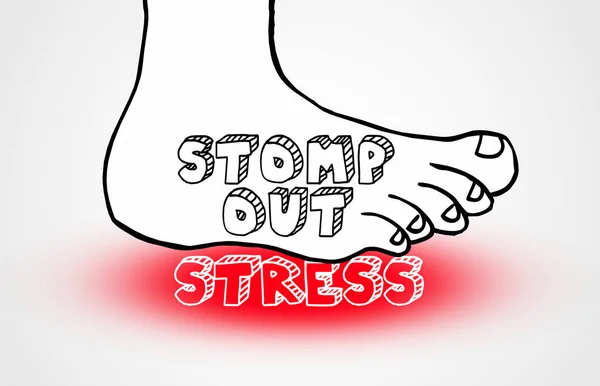 Stomp Out Stress Снижение Давления Тревога Улучшение Состояния Ума Иллюстрация — стоковое фото
