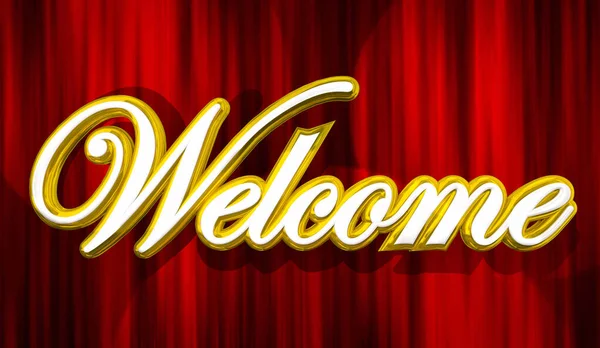 Welcome Stage Red Curtains Spotlight Greetings Looping Illustration — Photo