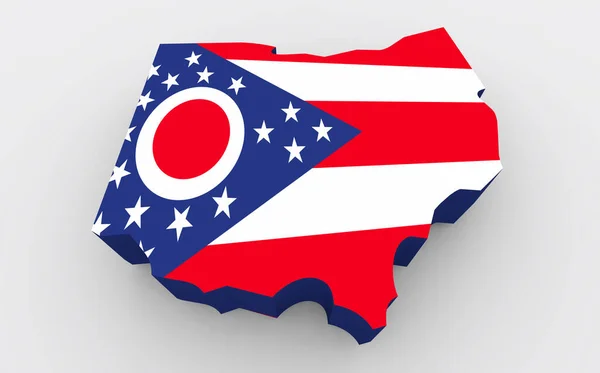 オハイオ州旗地図Oh背景3Dイラスト — ストック写真