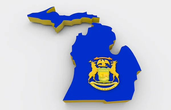 ミシガン州旗地図Mi背景3Dイラスト — ストック写真