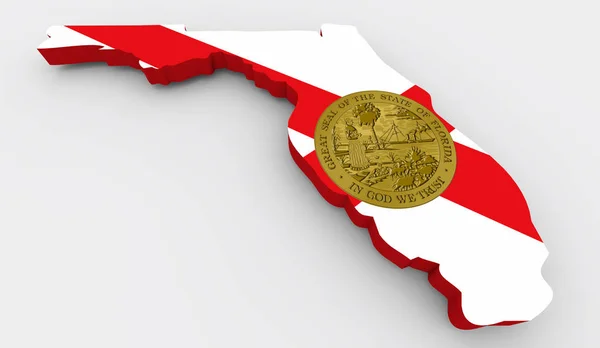 フロリダ州旗Fl地図背景3Dイラスト — ストック写真