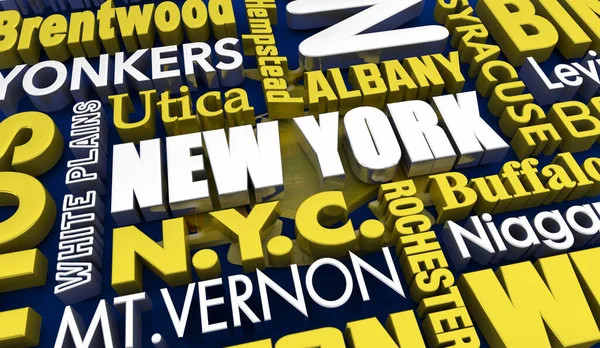 New York Cities Travel Destinations State Tourism Background Illustration — Stock Photo, Image