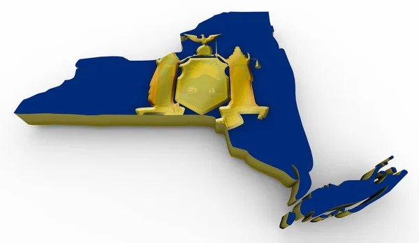 New York State Map Σημαία Ιστορικό Εικονογράφηση — Φωτογραφία Αρχείου