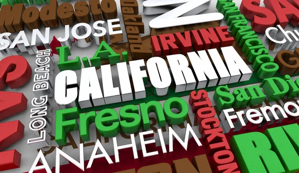 California State Cities Travel Destinations Illustration — Stockfoto