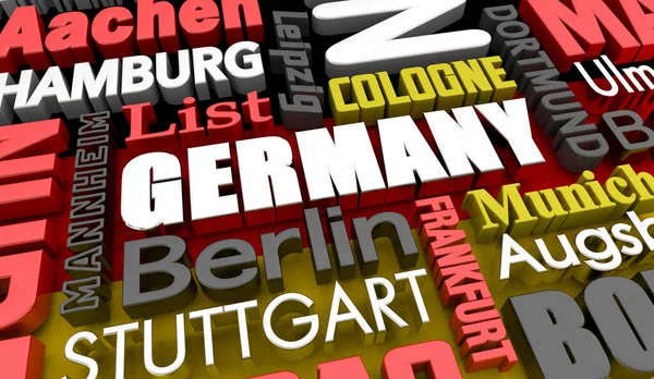 Germany Country Cities Flag Travel Destinations Illustration — Foto de Stock