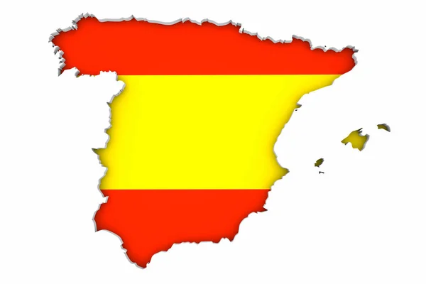 Spain Country Map Flag National Spanish Pride Background Illustration — Fotografia de Stock