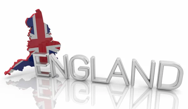 イギリスイギリスイギリス地図イギリス地図旗3Dイラスト — ストック写真