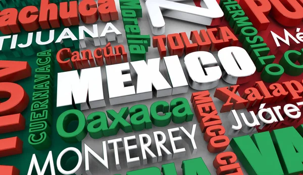 Mexico Cities Country Nation Travel Destinations Illustration — Photo
