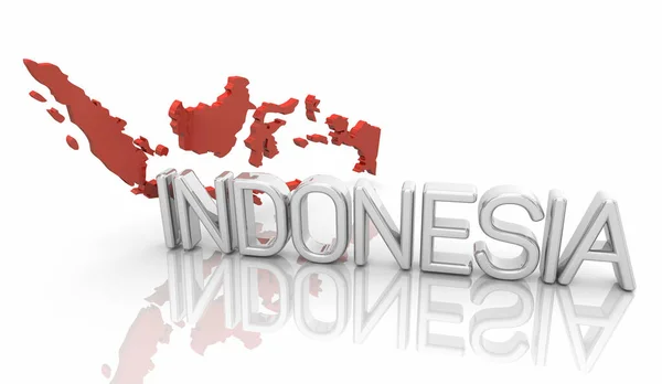 Ινδονησία Χώρα Όνομα Word Map Σχήμα Εικονογράφηση — Φωτογραφία Αρχείου