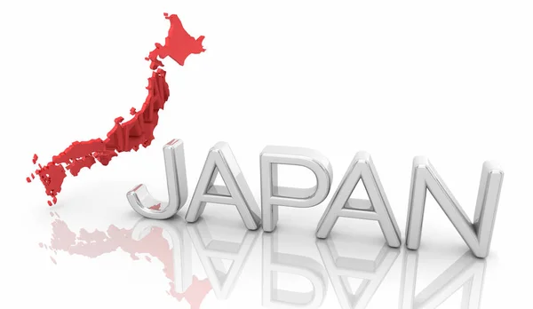 Japan Country Word Red Map Travel Background Illustration —  Fotos de Stock
