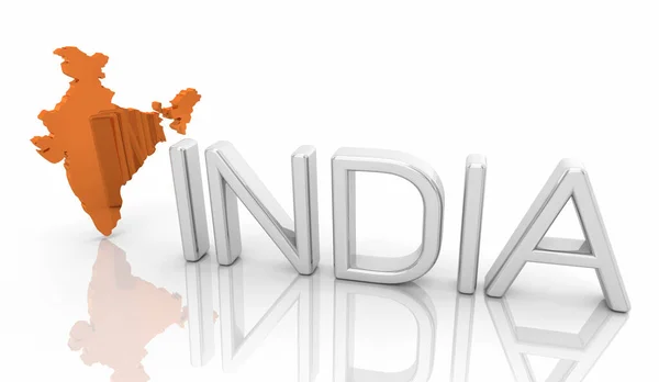 インド国単語オレンジマップ 3Dイラストを切り抜く — ストック写真