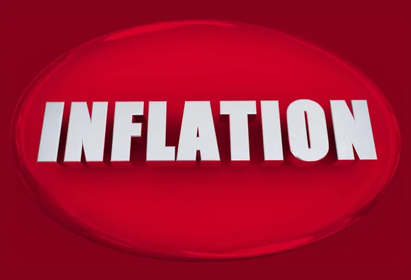 Inflation Red Button Bad Economy Prices Rising Inflated Costs Illustration — Stok fotoğraf