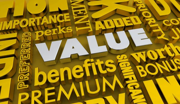 Value Benefits Premium Worth Preferred Product Service Illustration — Fotografia de Stock