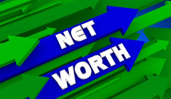 Net Worth Rising Dinheiro Poupança Ativos Valor Total Ilustração — Fotografia de Stock