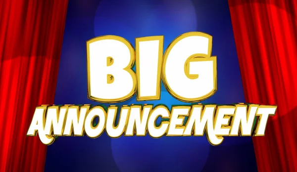Big Announcement Red Curtains Reveal Huge News Spotlights Illustration — Stock Photo, Image