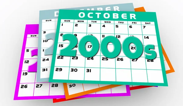 2000 Decenio Años Calendario Páginas Generación Tiempo Pasando Era Ilustración — Foto de Stock
