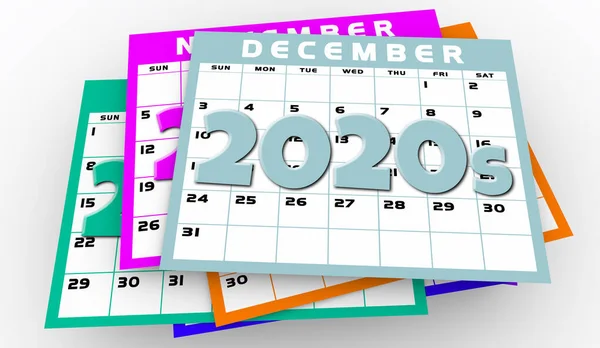 2020S Decenio Años Calendario Páginas Generación Tiempo Pasando Era Illustration —  Fotos de Stock