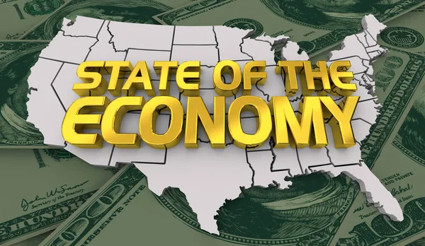 Estado Economía Estados Unidos América Business Finance News Map Ilustración —  Fotos de Stock