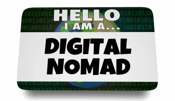 Digital Nomad Nametag Hello Name Tag Sticker Illustration — 스톡 사진
